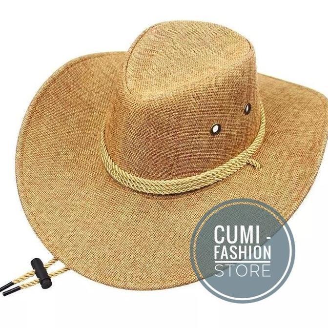 Topi Koboy Pria Wanita Topi Memancing Topi Koboy Polos Coklat