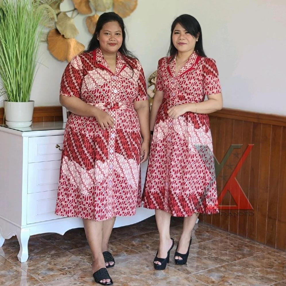 Nirmala Batik bahan katun Stretch Kerah Blazer Midi Casual