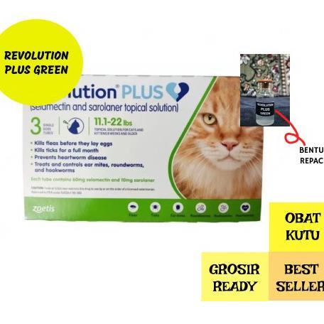 Revolution Plus Cat Green 1 Ml Obat Cacing Dan Kutu Kucing 1 Botol Revolution Plus Green Repack