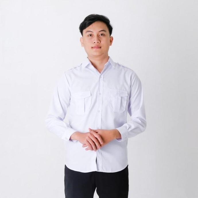 Kemeja Kerja Seragam PNS Pria Putih Baju Kerja Atasan PDH Seragam Pria