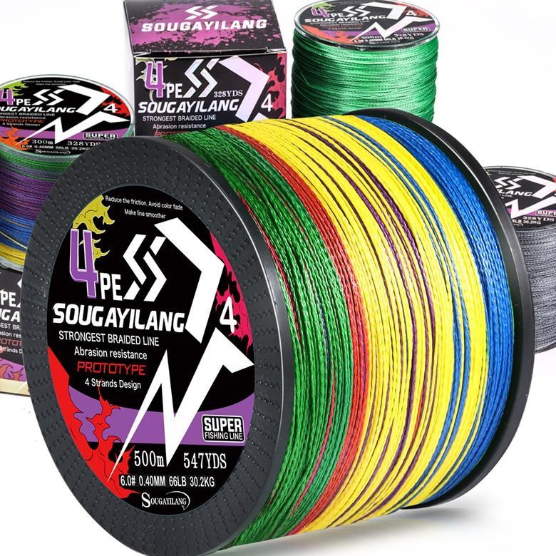 Senar Pancing PE 4 Untai 300M/500M Senar Pancing Kepang Maks 18-66LB Joran Pancing Alat Pancing