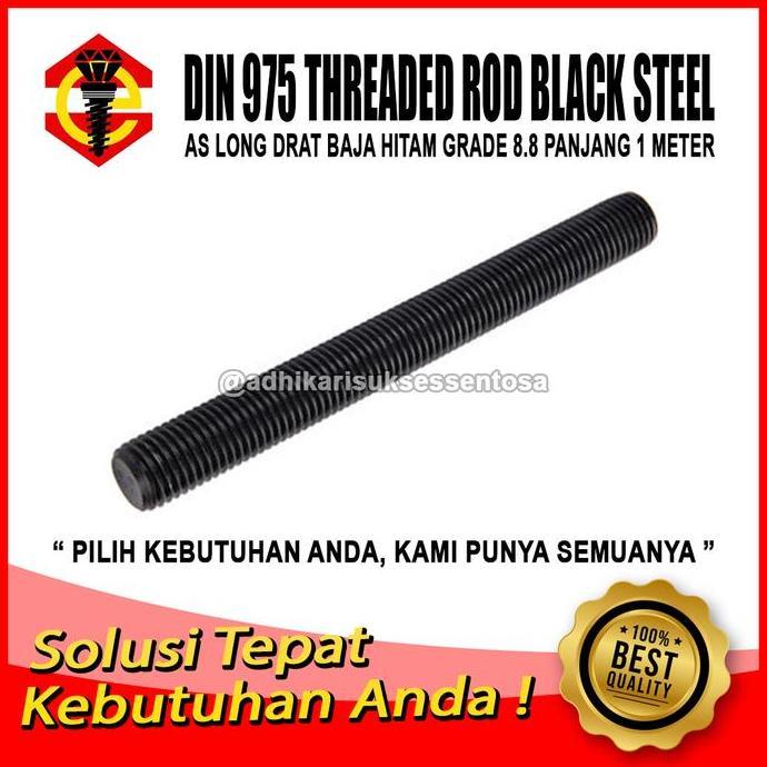 Grade 8.8 Baja Hitam As Drat M16 / Long Drat / Thread Rod M16x1Meter