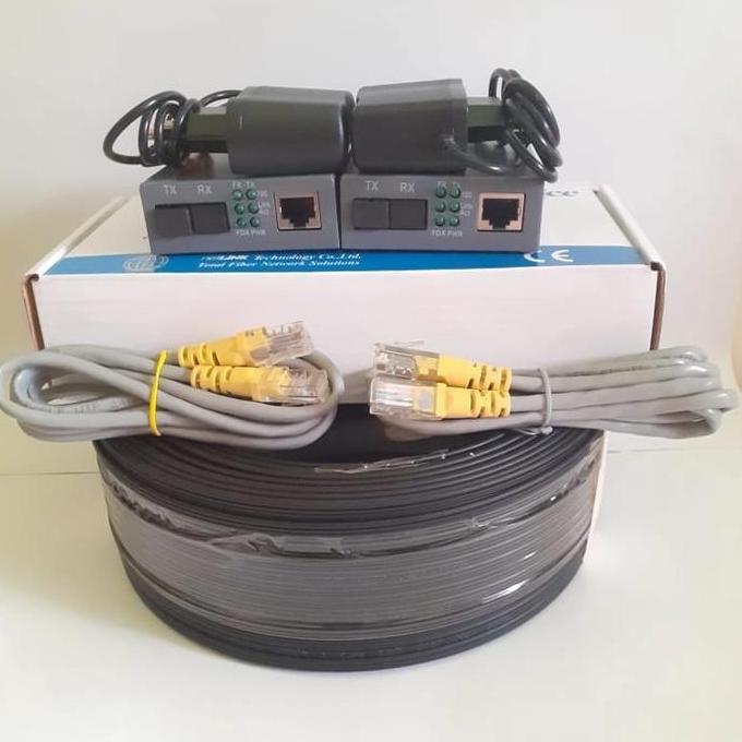 PAKET KABEL FIBER OPTIK SC UPC FTTH 75M DAN SEPASANG NETLINK HTB 3100 ORIGINAL DAN TERPERCAYA