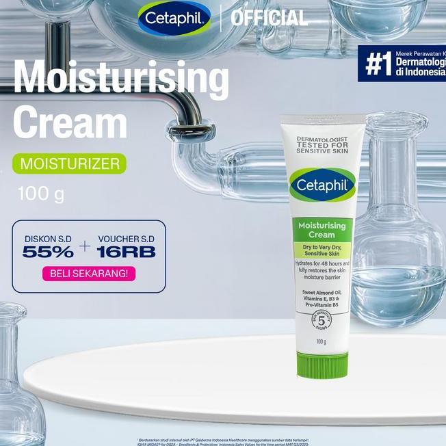 Cetaphil Moisturizing Cream 100G Dengan Sunflower Oil Vitamin E Dan Almond Oil Pelembap Wajah Kulit 