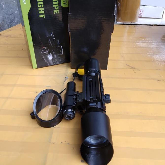 tele teropong Riflescope M9 3-1042 E Red laser Original