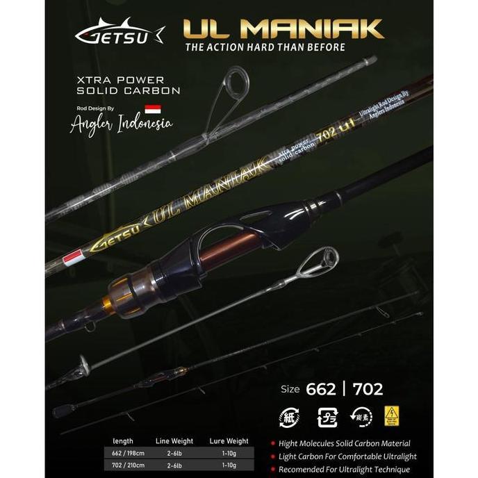 TERMURAH - Joran Spinning Getsu UL Maniak 662 & 702 SP