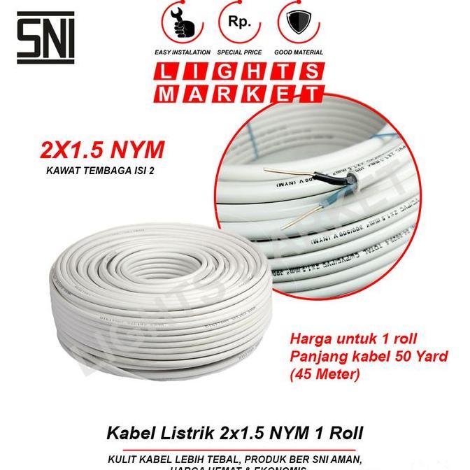 Kabel Listrik 2x1.5 NYM 1 Roll SNI