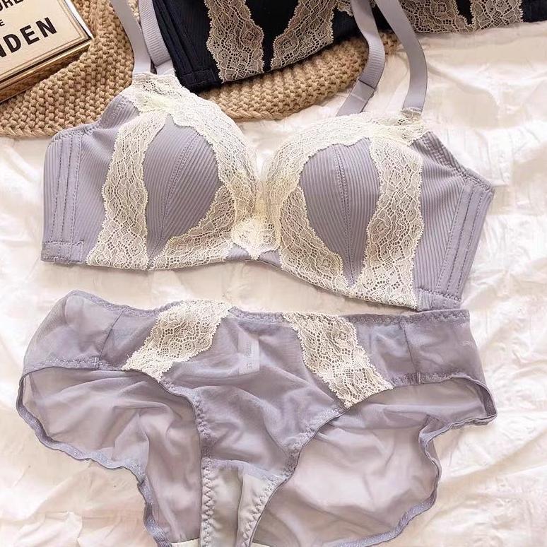 Ophelia Bra Set Push Up Setelan BH tanpa kawat dan Panties CD Renda Celana Dalam Lace Sexy Hot Senza