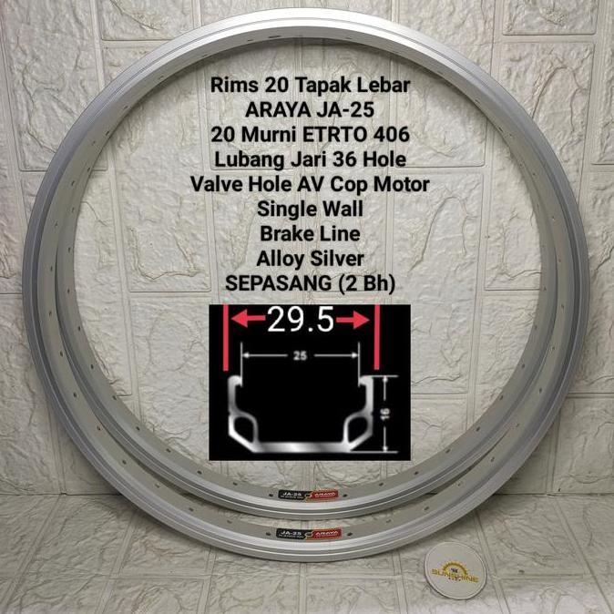 Promo Rims Velg 20 Murni Araya Ja25 Etrto 406 Lubang 36H Rim Alloy Single Wall Tapak Lebar Silver Se