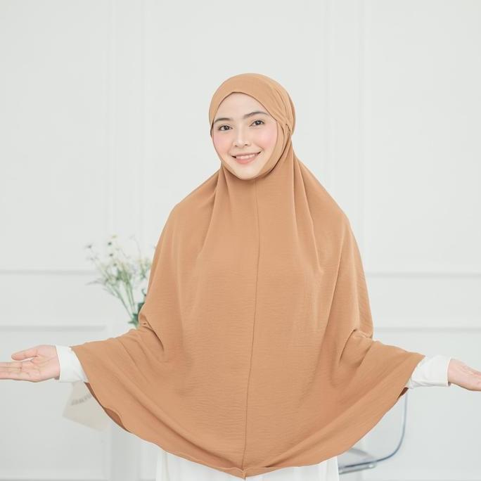 Promo Khimar Bergo Crinkle Dagu Syar'I / Kerudung Jumbo Xxl Panjang Syari Lembut Nyaman Tebal Jilbab