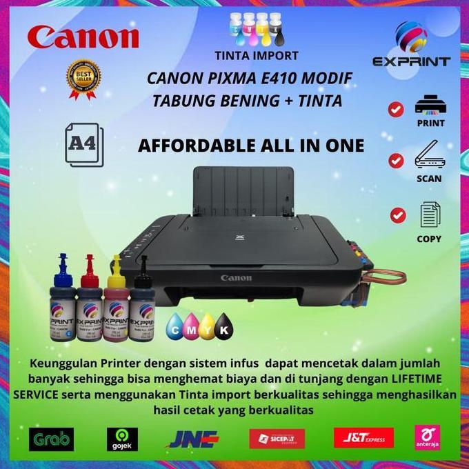 Printer Canon Pixma E410 Infus Tabung Bening Terlaris