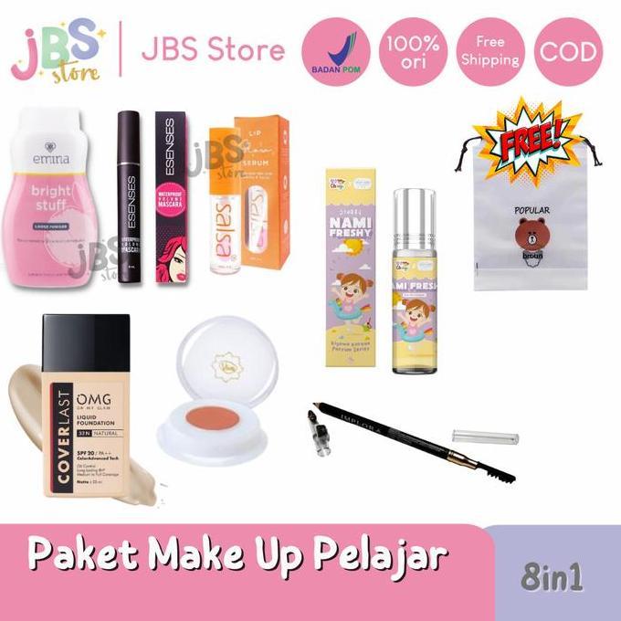 BEST [8IN1] PAKET MAKE UP PELAJAR/ EMINA/ OMG