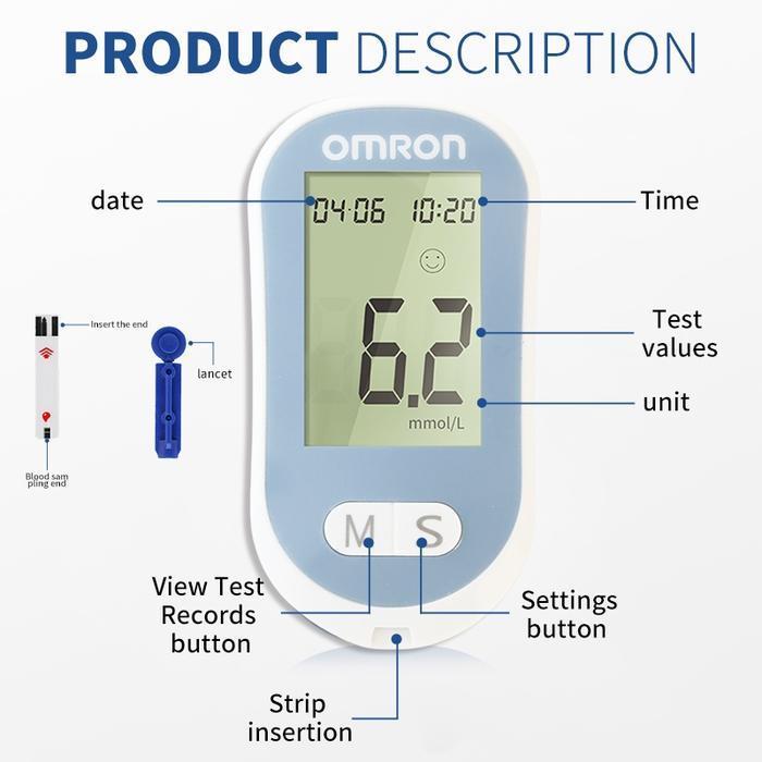 Omron Alat Cek Gula Darah Medical Tes Gula Darah Ood Glucose Meter(50 Strip)Strip Gula Darah Origina