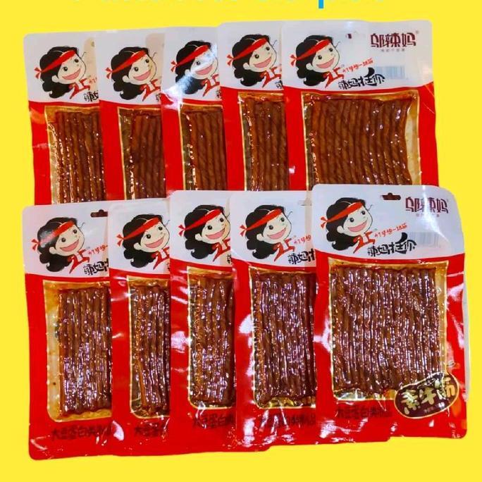 Paket 10 Pcs Makanan Ringan Snack Pedas Latiau Tendon Bahan Kulit Tofu