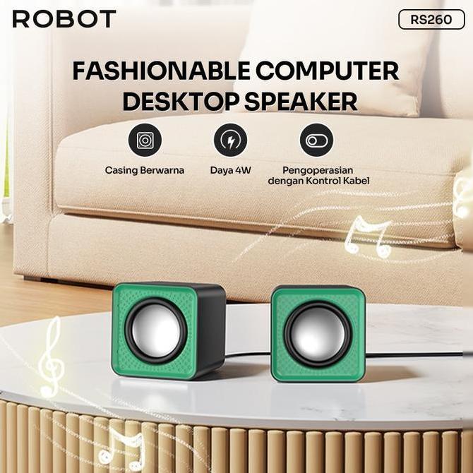 Cunciki5 - Robot Rs26 Speaker Komputer Mini Deep Bass Usb Pc Laptop Garansi 1 Tahun