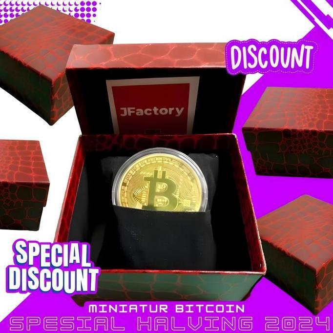 Jfactory Bitcoin Suvenir Keping Koin Emas/Replika Bitcoin Sovenir