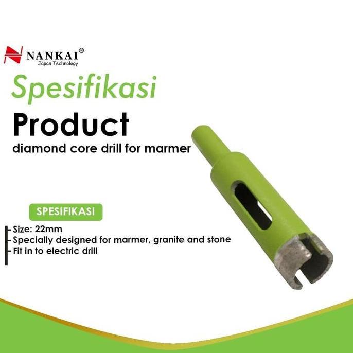 Promo Nankai Diamond Core Drill 22Mm / Mata Bor Batu Marmer Granite