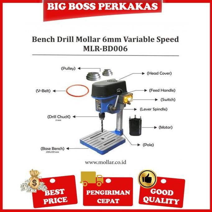 Sale Mollar Bor Duduk Mini 6Mm Bench Drill Variable Speed Mlr - Bd006