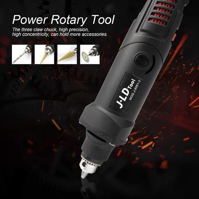 Promo Jld Mini Grinder J6061-2 Mesin Bor Tuner Set 6Mm Bor Ukir Grafir 190W Dengan Brush Key Wire Un