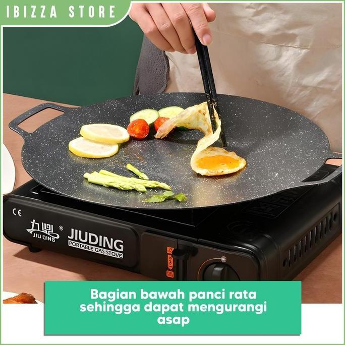 Terlaris Panggangan Korea Grill Pan Bulat Datar Bbq /Wajan Bulat Anti Lengket 34Cm Alat Teflon Kitch