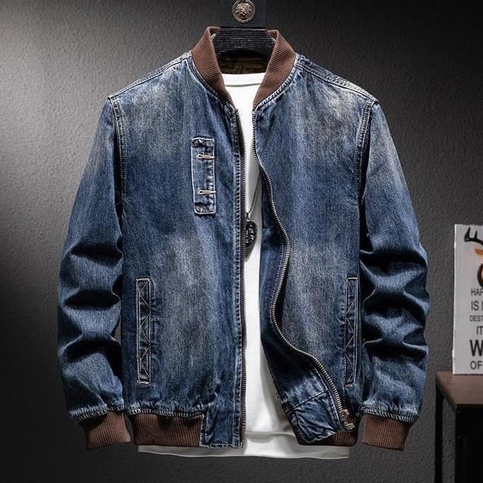 YONSSMULYANTOO - JEANS BOMBER PRIA WANITA RESLETING POLOS MOTIF TEBAL JAKET DISTRO HITAM