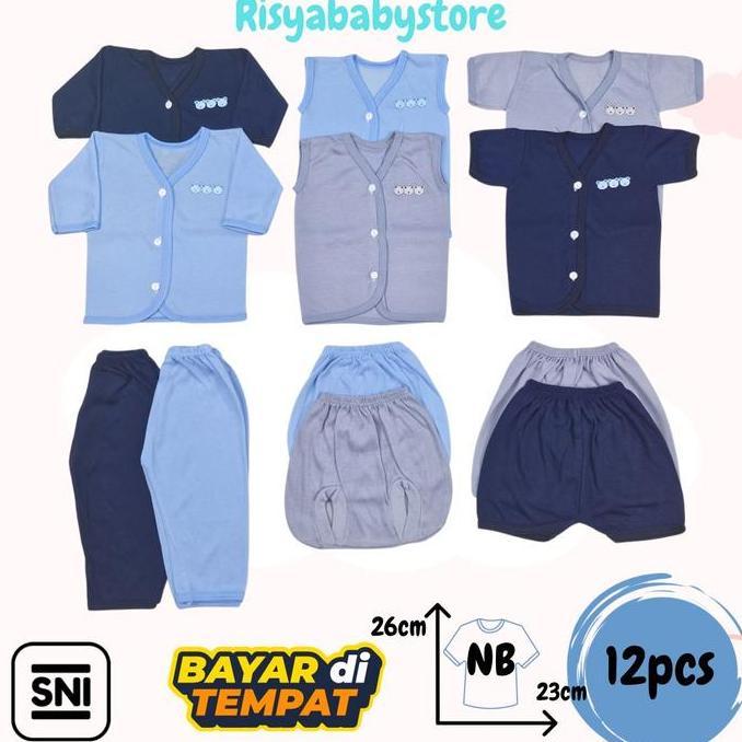18pcs Baju bayi baru lahir Baju Bayi biru navy celana bayi newborn 0 6 bulan atasan Baju bayi set ba