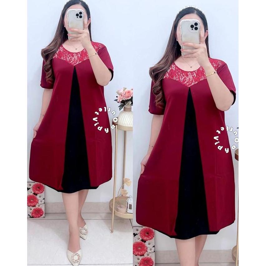 Dress Scuba - Pakaian Natal - Dres Pesta Wanita