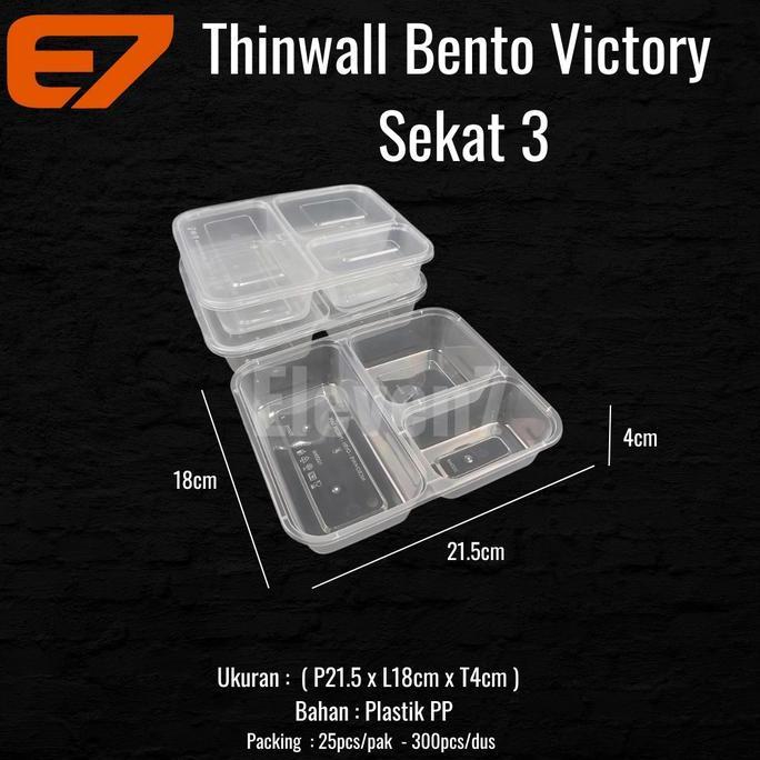 Lunch Box Thinwall Victory Sekat 3 - Thinwall Bento Plastik