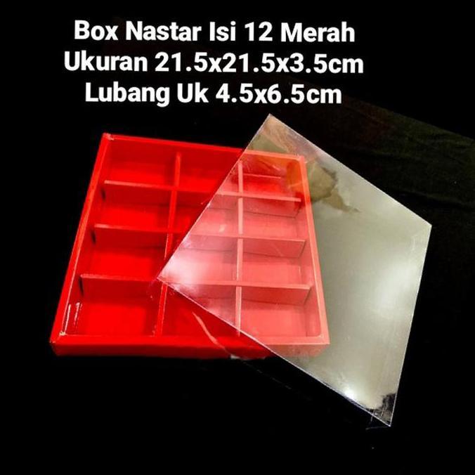Dus Nastar Merah Sekat 12 Lubang Box Mika Kemasan Kotak Kue Brownies