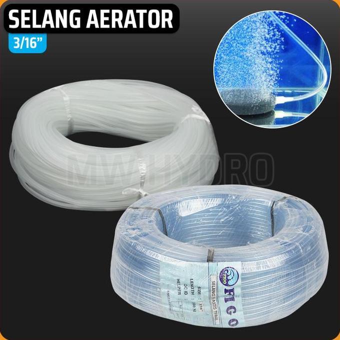 Selang Aerator Aquarium / Selang Elastis Bening 3/16", per Rol
