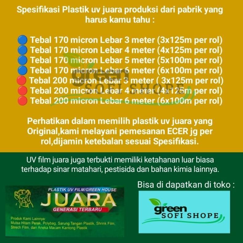 Bisa Cod Plastik Uv Juara Lebar 6 Meter Per Rol 100M/Uv 14% ><