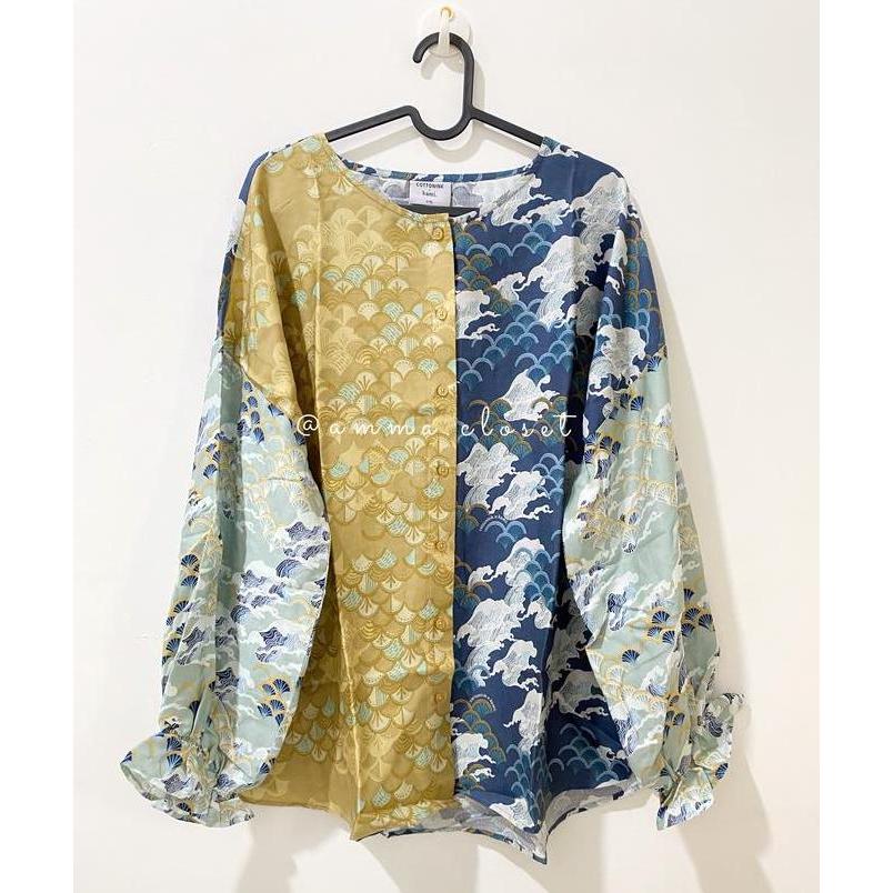 Navy Kanagawa saruke cottonink x kamiidea