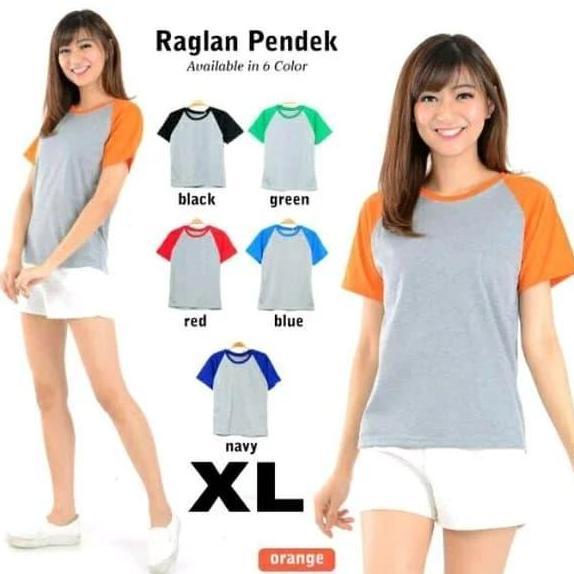 kaos polos wanita reglan lengan pendek xl