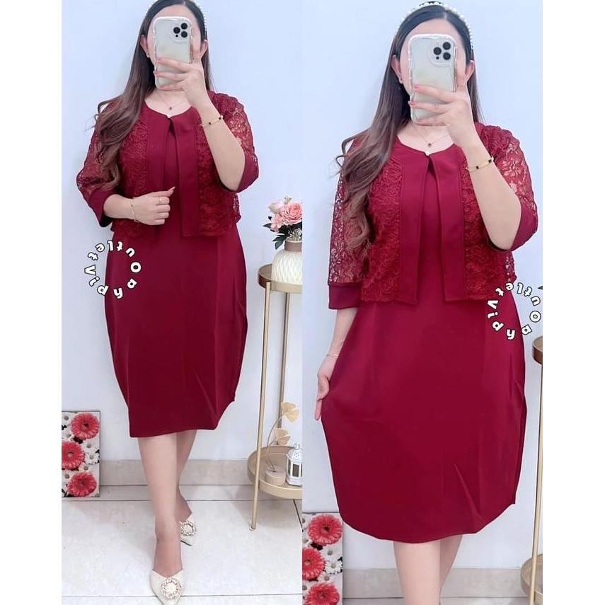 Dress Scuba - Pakaian Natal - Dres Pesta Wanita