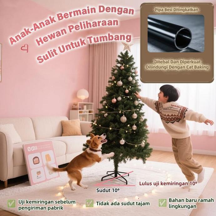120-210CM Pohon Natal Jarum Dekorasi Rumah Artificial Hiasan Natal Ornamen Tanaman Hias Impor pohon 