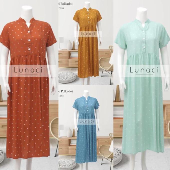 Lunaci Maxi Polkadot Dress/Baju Menyusui/Premium/Baju Tidur