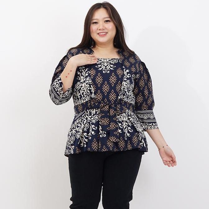 BLOUSE BATIK WANITA MODERN JUMBO BSIZE 311 NAVY XXL XXXL KEKINIAN BAJU HAMIL CEWEK GEMUK GENDUT KERJ