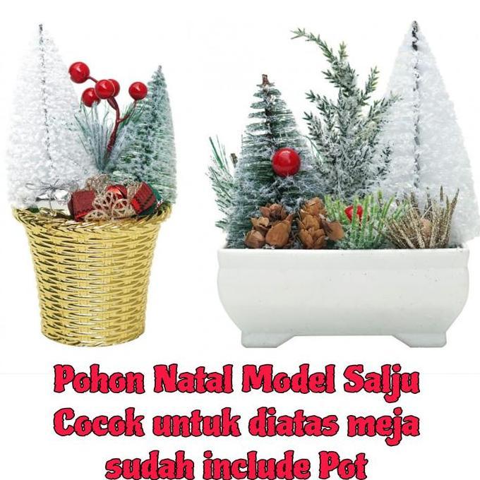 Pot Pohon Natal Hias Meja Mini Pohon Natal Meja Pohon Natal Jarum Pohon Terang Pohon Pajangan Natal 