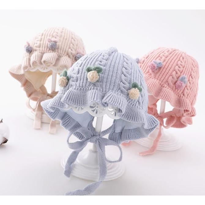 Topi Noni Bayi / Topi Bonet Bayi / Topi Newborn / Topi Bayi Perempuan kupluk  bayi