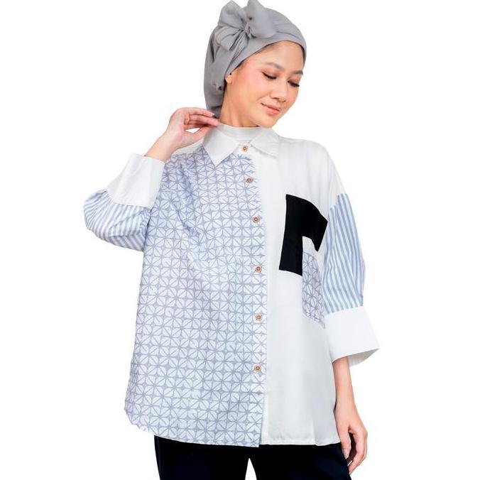 Kemeja Blouse Batik Wanita - Bhatara Batik Emira - Atasan Kerja Bhatara Batik