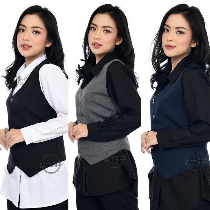 Rompi Vest Jas Wanita Formal Hitam Slimfit Kerja Kantor Premium Hh Quality Rompi Wanita Formal Rompi