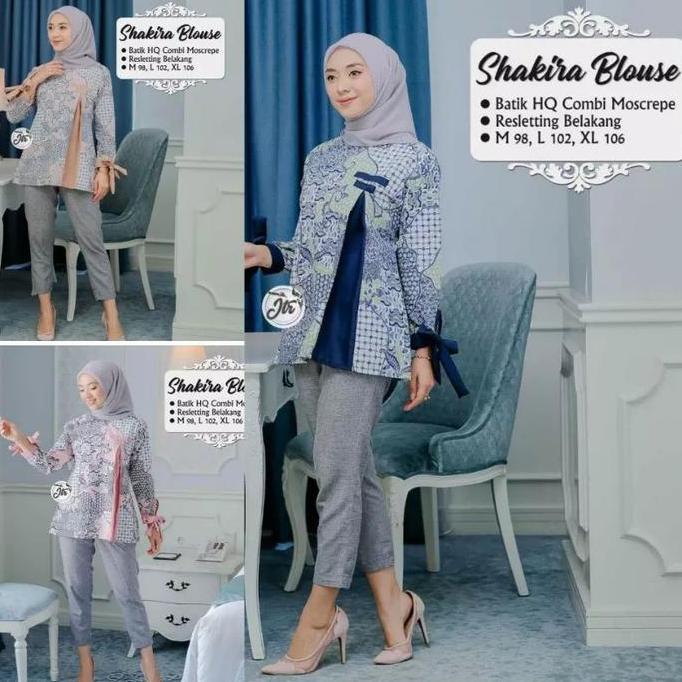 Baju batik wanita atasan panjang dolby dobby bluse tenun sutera halus
