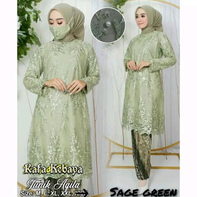 Set Couple Kebaya Tunik Kancing Depan / Kebaya Brokat/ Couple Batik Panjang/ Baju Brokat/ Atasan Keb