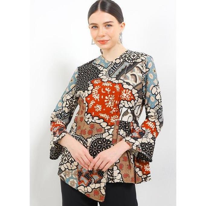Arjuna Weda Blouse Premium Batik Wanita Motif Watu Balpung - Semi Sutera Dobby | Lapis Trikot | Tang