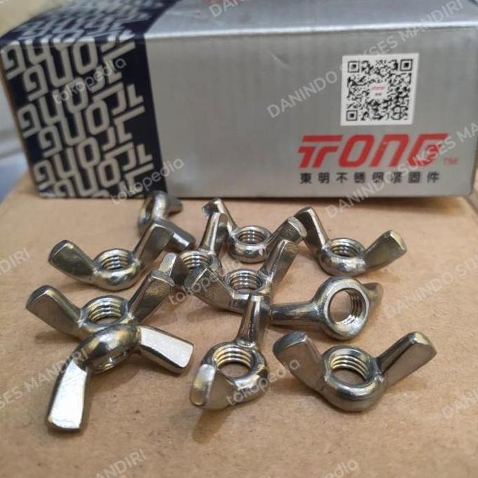 SS 304 / Mur Kuping M4 / Mur Kupu-kupu / Wing Nut Stainless Pitch 0,7
