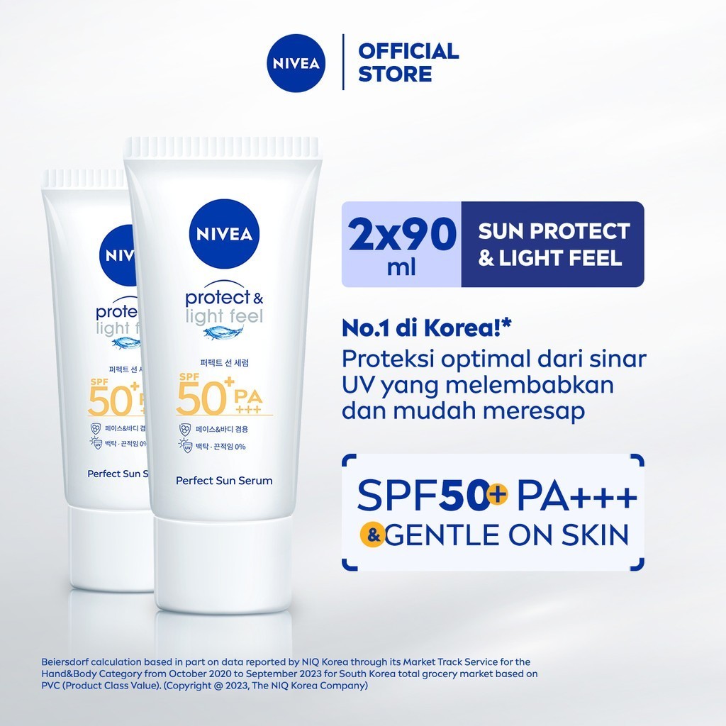 (PAKET HEMAT ISI 2) NIVEA SUN Sunscreen Face Serum Protect & Light Feel SPF50+ PA+++ 90ml - Sunscree