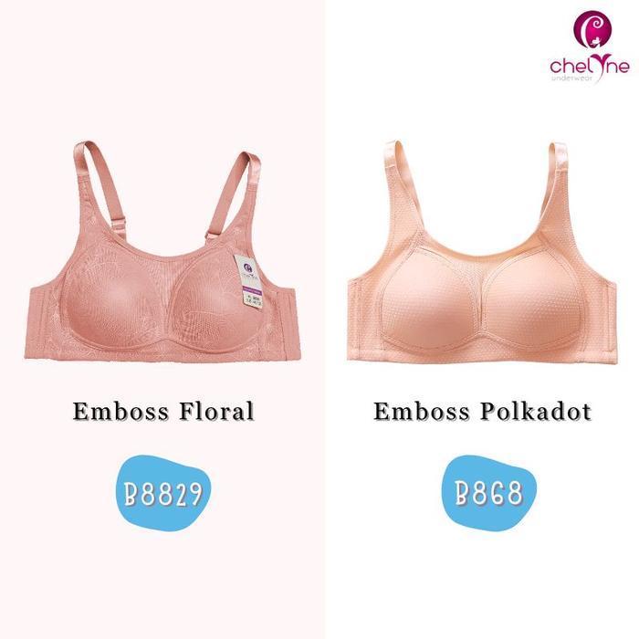 (Promo) Chelyne Bh Kemben B8829 / B868 Bahan Spandex Emboss Full Cup Bra Polos - Big Size Bra 38/44 