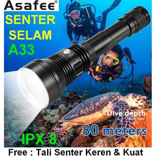 Senter Diving / Senter Menyelam Asafee A33 6000 Lumens IPX 8 TER