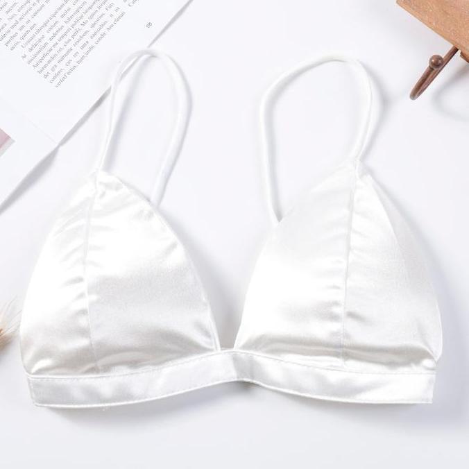 Murah JC118 Bralette Bra Wanita Satin Ice Silk Karet Sexy Nyaman Adem Polos Bh Non COD