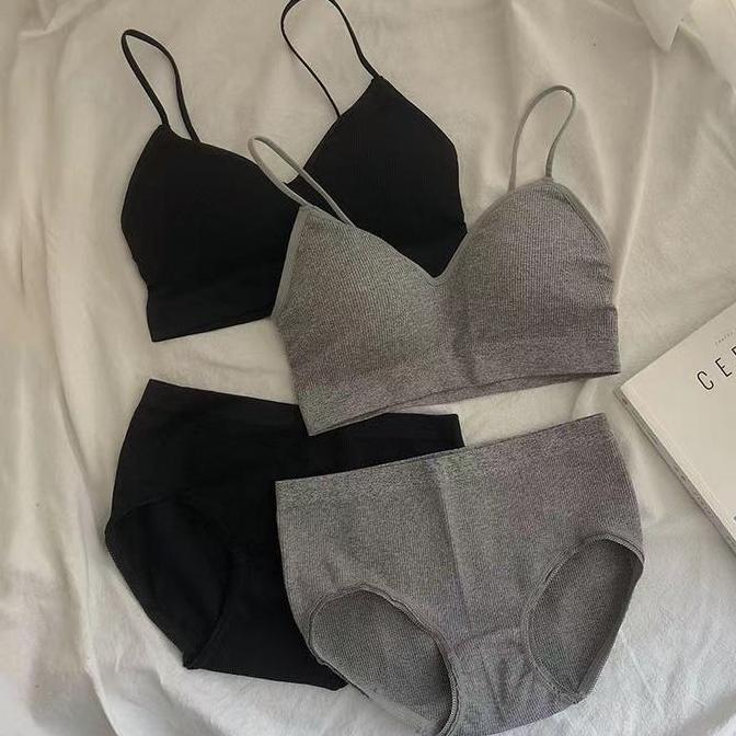 Murah Bra Set Wanita 6660 One Set Tanktop BH Celana Dalam Push Up Non COD